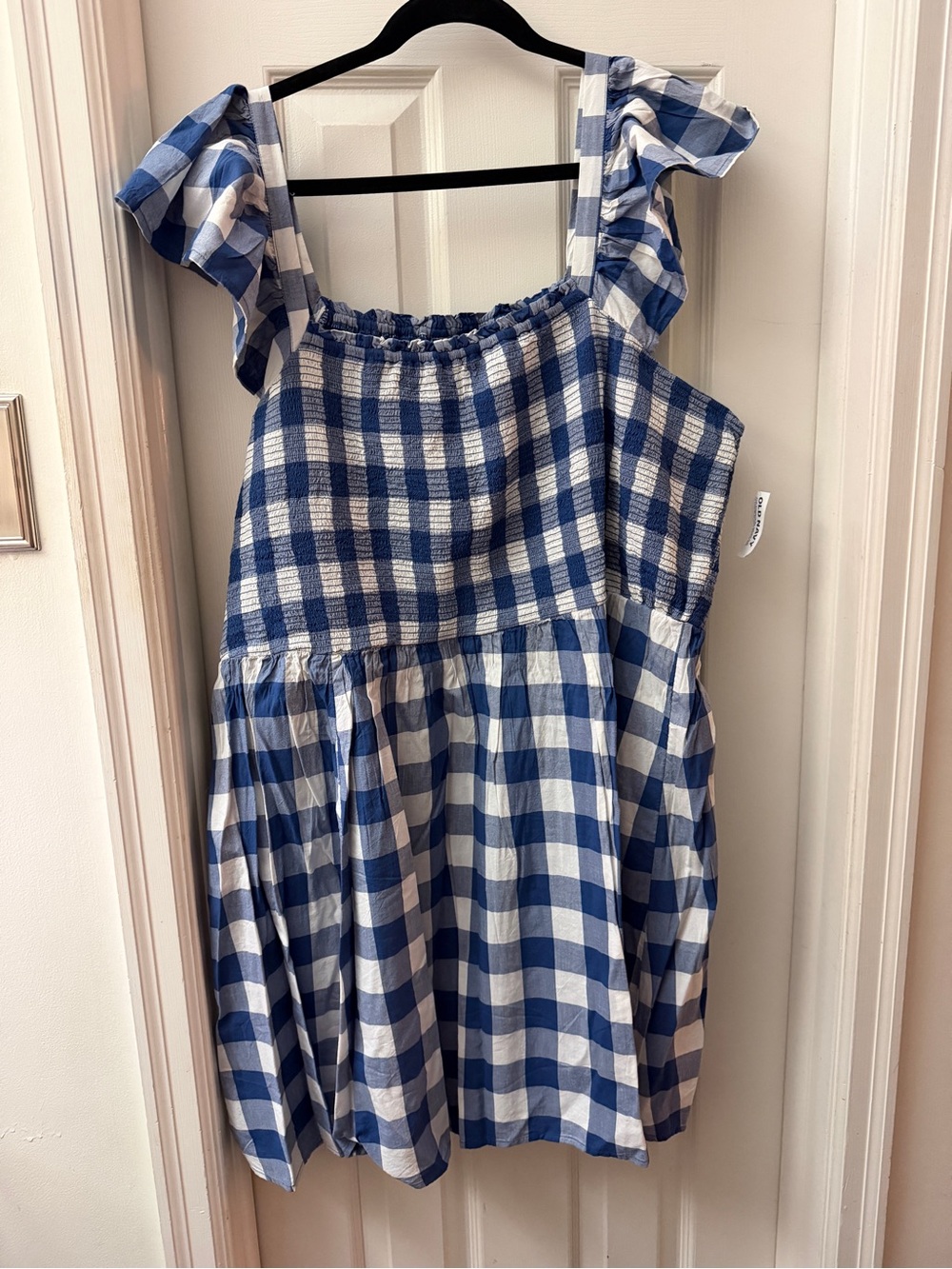 Old Navy Blue and White Gingham Ruffle-Strap Sundress
